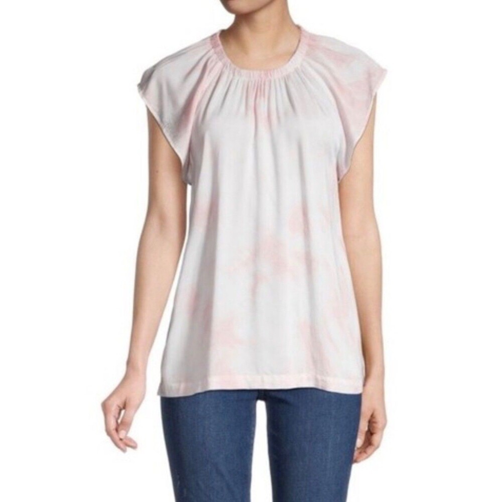 CLOTH‎ & STONE Womens Blush Pink Tie Dye Tunic Top XL Short Sleeve Ecovero
